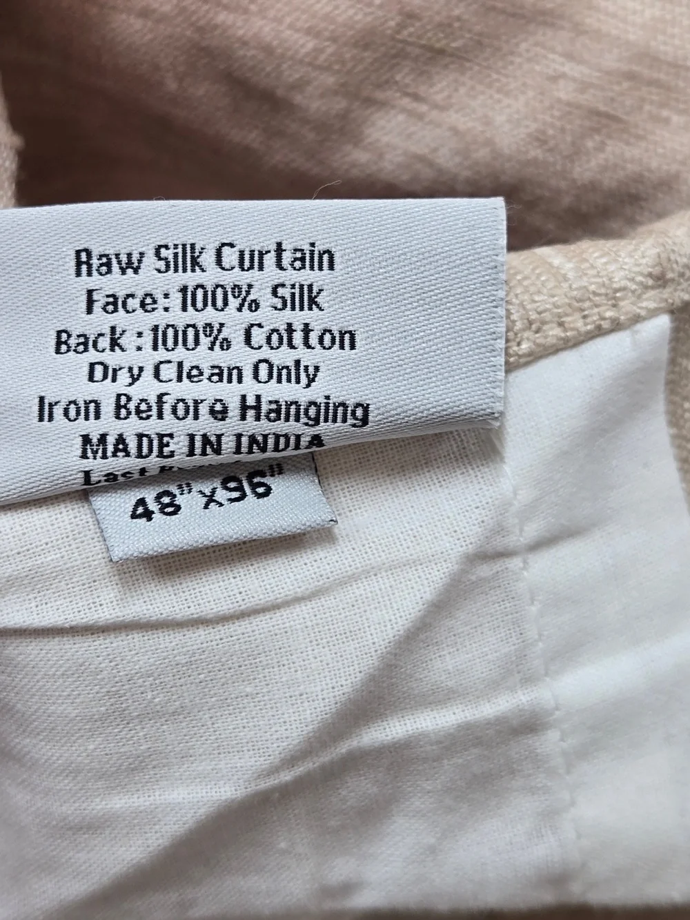 NWT QUINCE Set Of 2 48x96 Raw Silk Curtains Sand 9071
